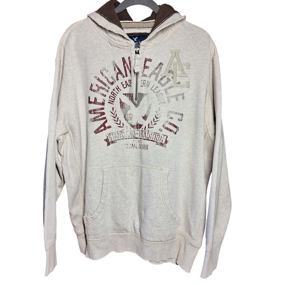 American eagle mens Vintage Y2K 2000s logo spellout distressed hoodie embroidery